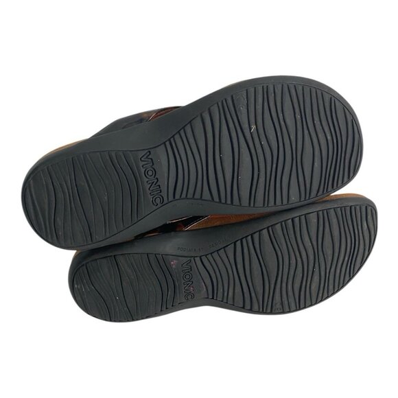 Vionic Flip Flop Sandals Bella Womens Size 7 Black Cheetah Thong Bow Orthopedic - Picture 6 of 11